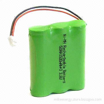 3.6V Ni-MH Battery Pack with AA x 1,500mAh Nominal Capacity, Used for Cordless Phone